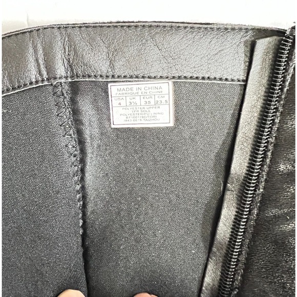 Girls Black Knit Trim Side Zip Knee High Boots - Picture 10 of 12